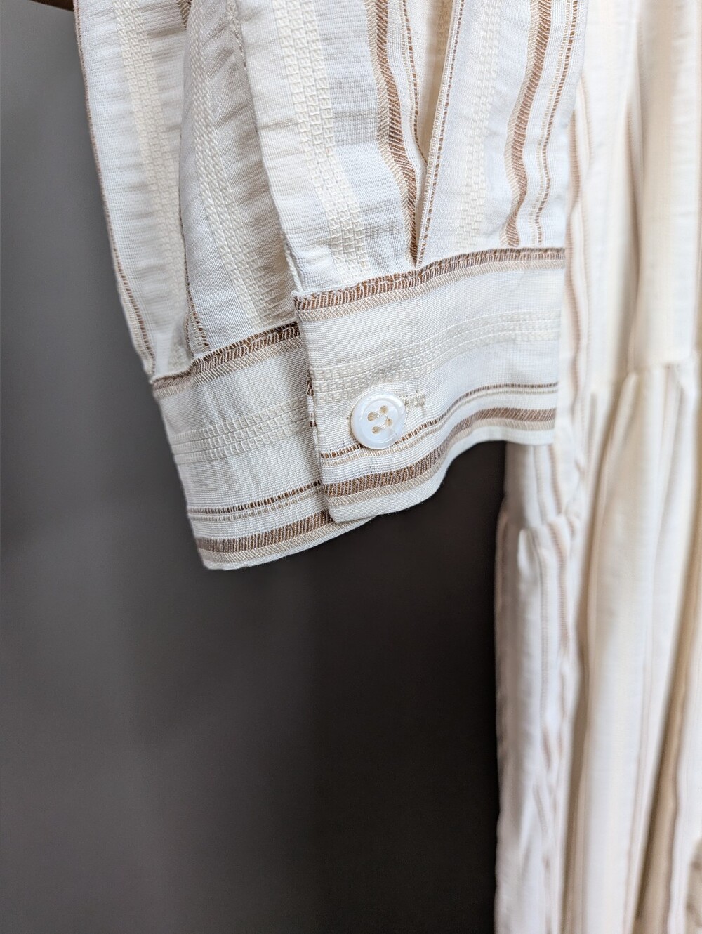 Zara Striped Tiered Maxi Dress in Cream and Tan - Picture 5 of 8